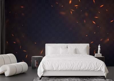 burning red hot sparks realistic fire flames abstract background Wall mural