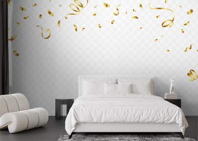 Celebration background template with confetti and gold ribbons. luxury greeting rich card. Wall mural