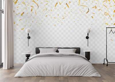 Celebration background template with confetti and gold ribbons. luxury greeting rich card. Wall mural