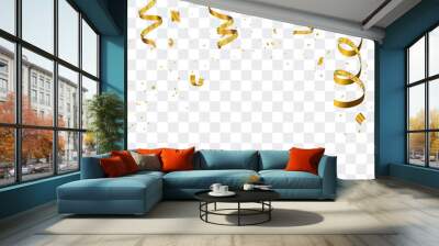 Celebration background template with confetti and gold ribbons. luxury greeting rich card. Wall mural