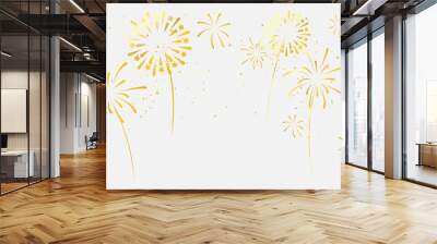 Celebration background template with fireworks gold ribbons. luxury greeting rich card. Wall mural