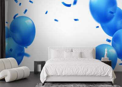 Celebration background with blue balloons for party vector illustration. Wall mural