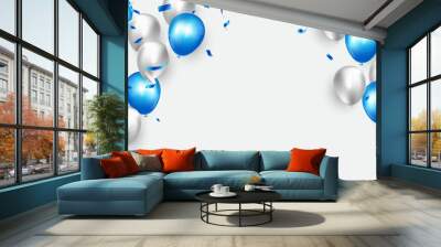 Celebration party banner with Blue color balloons background. Sale Vector illustration. Grand Opening Card luxury greeting rich. Wall mural