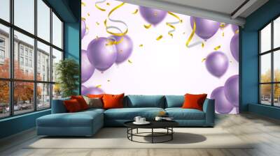 Celebration party banner with purple balloons background. Sale Vector illustration. Grand Opening Card luxury greeting rich. Wall mural