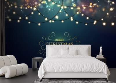 Christmas Glowing light bokeh background with party vector poster Wall mural