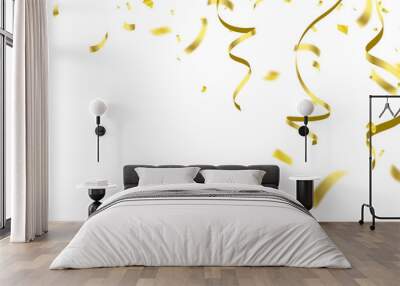 confetti gold celebration background template with ribbons. luxury greeting rich card. Wall mural