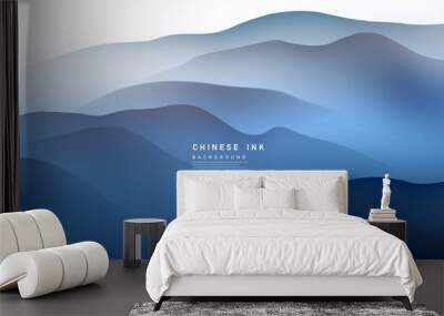 modern design vector illustration of a gorgeous chinese ink landscape painting Wall mural