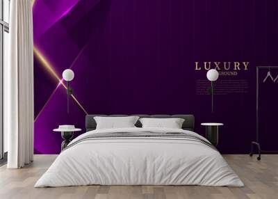 purple abstract background with luxury golden elements vector illustration Wall mural