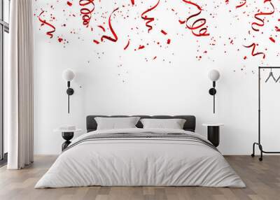 Red confetti concept design greeting background. Celebration Vector illustration. Wall mural