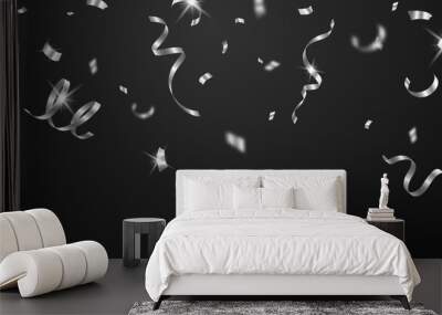 silver confetti background for festival decoration vector illustration Wall mural