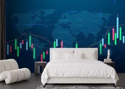 stock market, economic graph with diagrams, business and financial concepts and reports, abstract technology communication concept vector background Wall mural