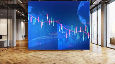 stock market, economic graph with diagrams, business and financial concepts and reports, abstract technology communication concept vector background Wall mural