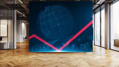 stock market, economic graph with diagrams, business and financial concepts and reports, abstract technology communication concept vector background Wall mural