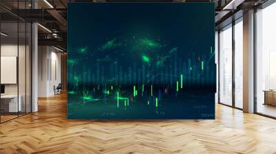 stock market, economic graph with diagrams, business and financial concepts and reports, abstract technology communication concept vector background Wall mural