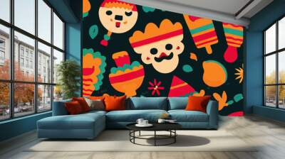 cute simple cinco de mayo pattern, cartoon, minimal, decorate blankets, carpets, for kids, theme print design
 Wall mural