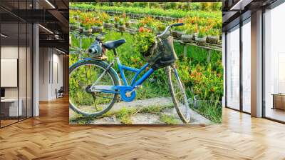 A bicycle in flower gardens, Sa Dec, Mekong Delta, Vietnam Wall mural