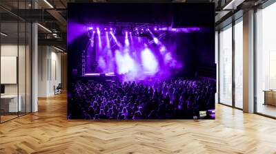  Concert lights (super high resolution) on bright stage lights with Laser rays and smoke Wall mural