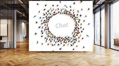 A group of people shaped as a chat icon, isolated on white background. Vector illustration Wall mural