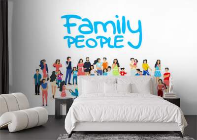 A group of people walk and relax with their family, happy people family background. Wall mural