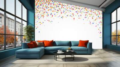 Abstract background with many falling colorful tiny confetti pieces. Wall mural