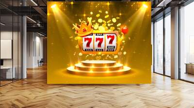 Big win slots 777 banner casino. Vector illustration Wall mural