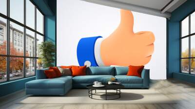 Cartoon human hand with thumb. Concept of like at social network, success or good feedback. Wall mural