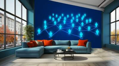 Connecting people. Social network concept. Bright background Wall mural