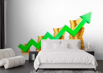 Finance growth chart arrow with gold coins Wall mural