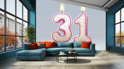 Happy Birthday years. 31 anniversary of the birthday, Candle in the form of numbers. Vector Wall mural