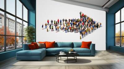 Large group of people crowded in arrow symbol. Way to success business concept. Wall mural