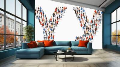 Large group of people in letter Y form Wall mural