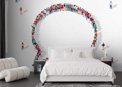 Large group of people in the chat bubble shape. Wall mural