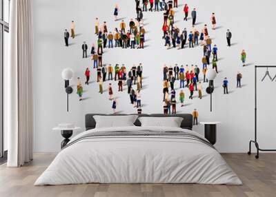 Large group of people in the cross shape. Wall mural