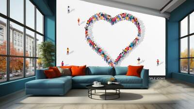 Large group of people in the heart sign shape. Wall mural