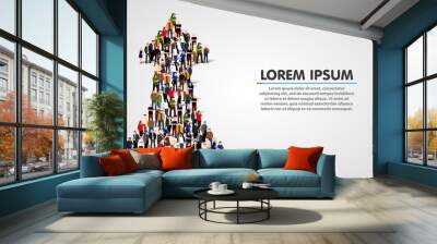 Large group of people in the shape of a grossing arrow. Way to success. Business concept. Wall mural