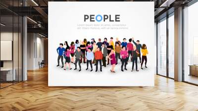 Large group of people on white background. People crowd concept. Wall mural