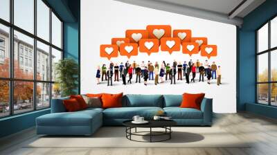 Large group of people with like signs. Social network concept. Wall mural