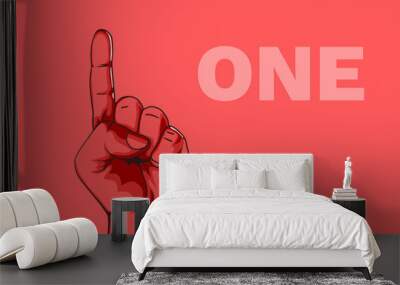 Male hand hand shows number one. Modern design. Vector illustration Wall mural