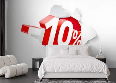 Paper explosion banner 10 off with share discount percentage.  Wall mural