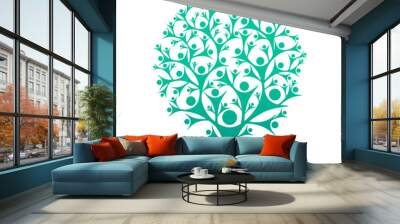 People tree sign color green on the white background. Vector illustration Wall mural