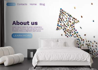 People up arrow, group network web site, banner teamwork. Vector Wall mural