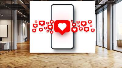 Phone heart like social network. white background. Wall mural