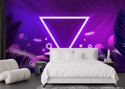 Podium cyber star, event show stage, game podium light. Vector Wall mural