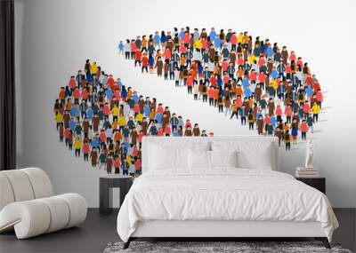 Population demographics report, pie chart composed of people. Separate group. Wall mural