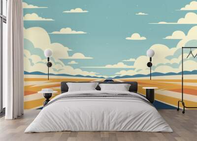 Road to infinity, vacation trip, banner horizon road sky. Vector illustration Wall mural