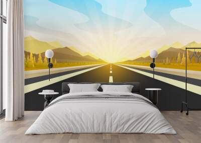 Road Trip infinity, Landscape travel, Pave the Route, location information. Vector Wall mural