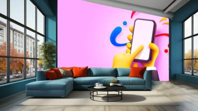 Smart phone touch screen, hold gadget product. Vector Wall mural