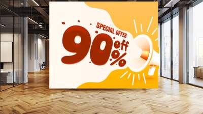 Special offer 90 percent, Big sale banner label, event promotion poster. Vector Wall mural