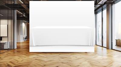 Table with tablecloth art banner, white background. Wall mural