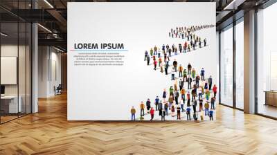 Template with a crowd of business people standing in a line. People crowd. Vector illustration Wall mural